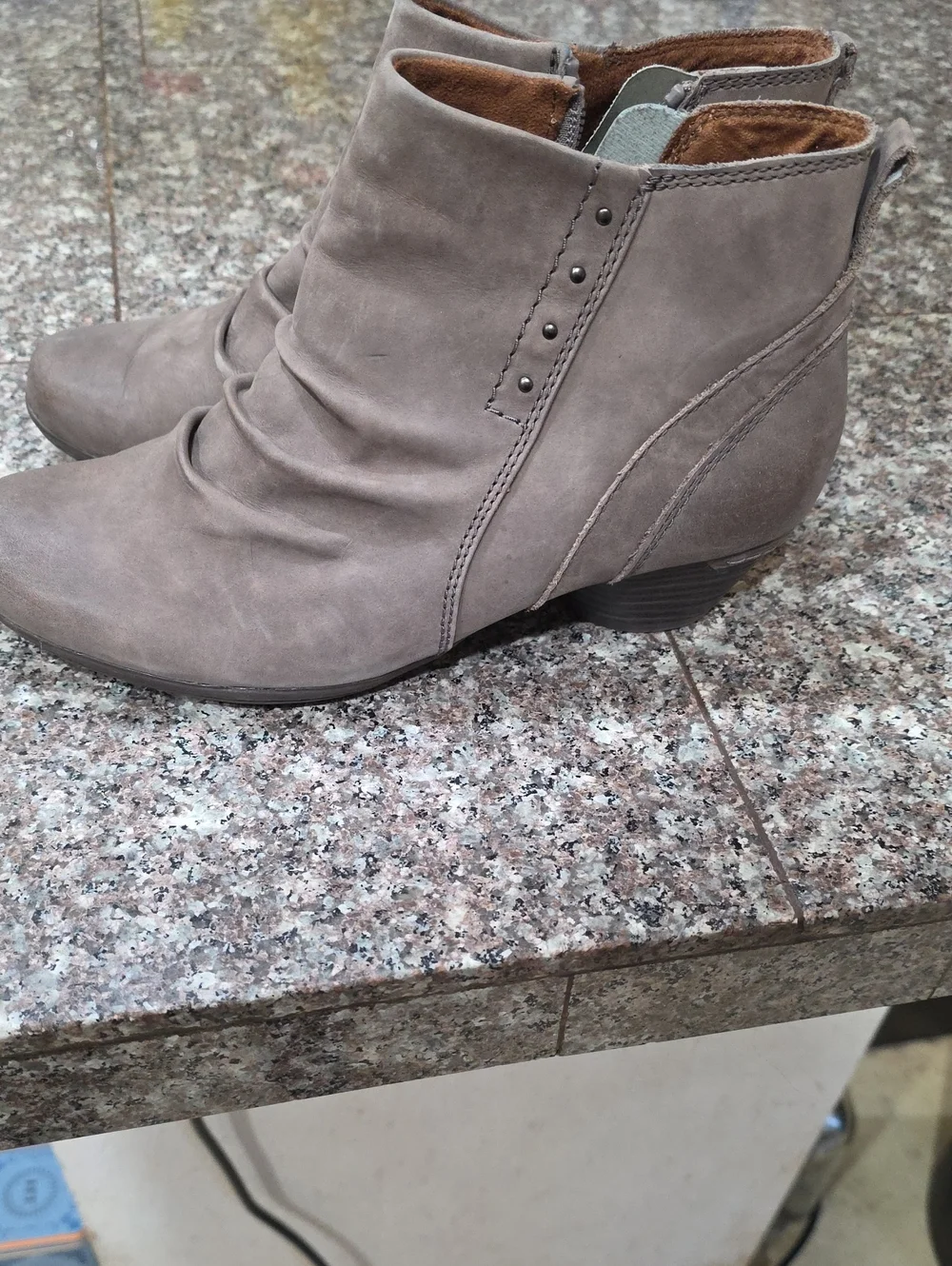 Women’s Slip-On Ankle Booties in Taupe Suede